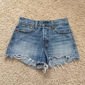 Levi's High Rise Wedgie Distressed Cut Off Button Fly Denim Shorts Size 25